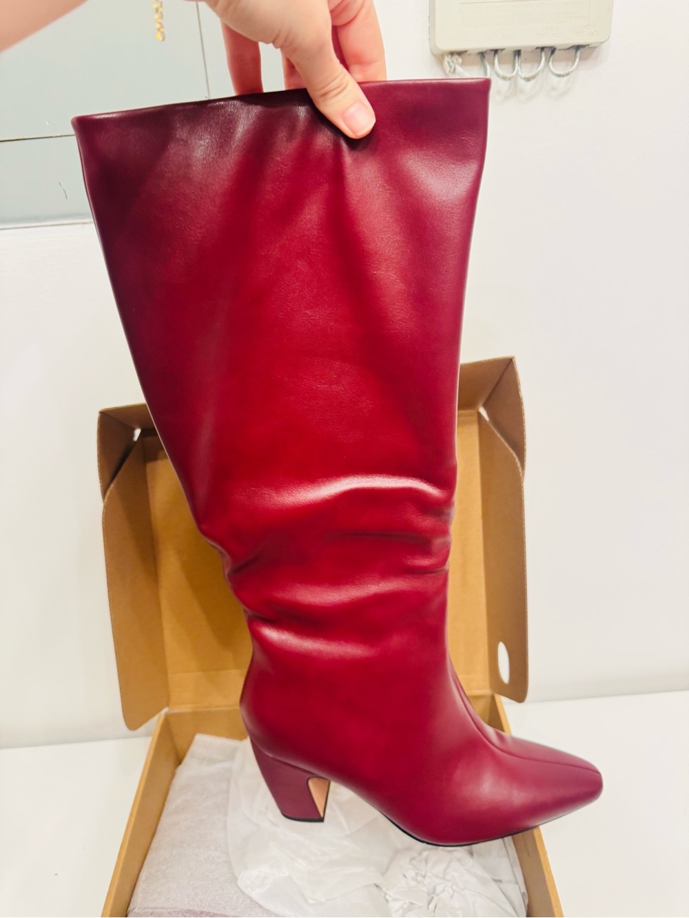 Amazon Women's Over-The-Knee Boots in Burgundy Red
